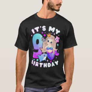 9th Birthday, Girl 9 Years, Mermaid, Number 9 T-Shirt