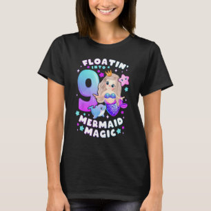 9th Birthday Girl 9 Years, Mermaid, Number 9 T-Shirt