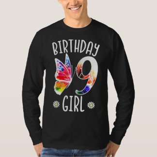 9th Birthday Girl Butterflies 9 Years Old Girls Bu T-Shirt