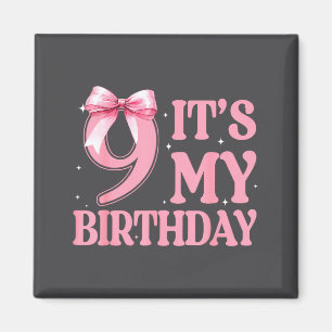 9th Birthday Girl Coquette Nk Bows 9 Year Old Birt Magnet