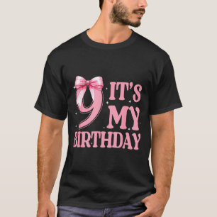 9th Birthday Girl Coquette Nk Bows 9 Year Old Birt T-Shirt