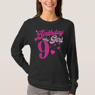 9th Birthday Girl Crown 9 Years Old Bday T-Shirt