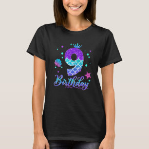 9th Birthday Girl Mermaid For 9 Years Old Party T-Shirt