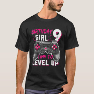 9Th Birthday Girl Nine Year Old Level 9 Unlocked V T-Shirt