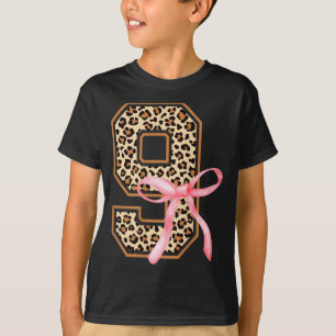 9th Birthday Girl Nk Coquette Bow Leopard 9 Year O T-Shirt