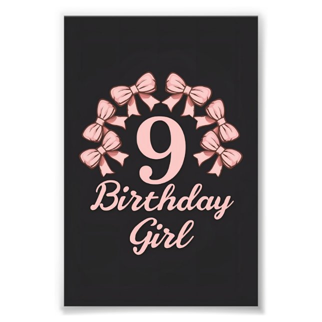 9th Birthday Girl Photo Print (Front)