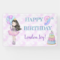 9th Birthday Girl Princess Lavender Turquoise