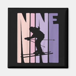 9th Birthday Girl Retro Ski Lover Skier 9 Years Ol Magnet
