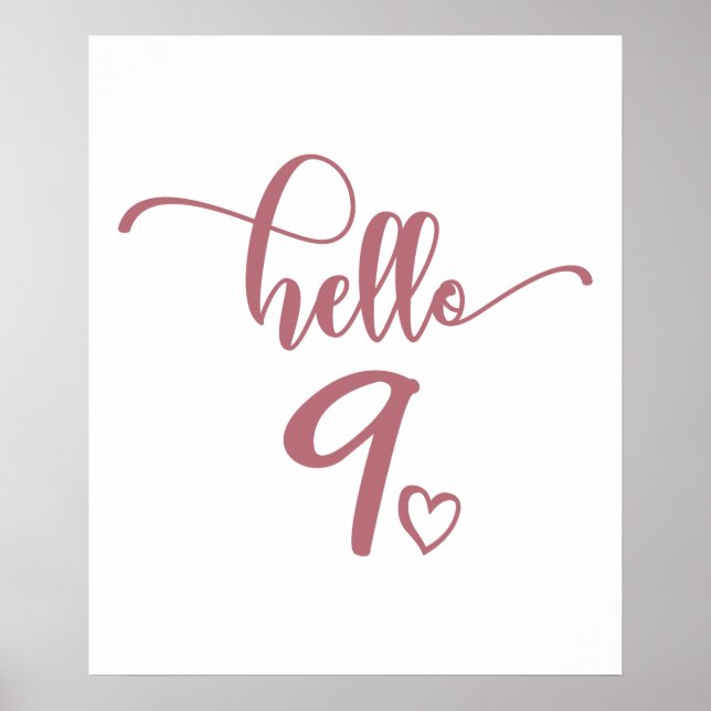 9th Birthday Girls Hello Nine Cute 9 Years Old Kid Poster (Front)