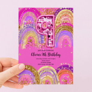 9th Birthday Girls Invitation
