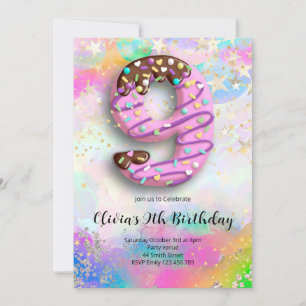 9th Birthday Girls Invitation