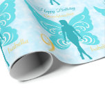 9th Birthday Granddaughter Fairy Blue Wrapping Paper<br><div class="desc">A Pretty Granddaughter 9th birthday Fairy Wrapping paper. This lovely gift wrap features a blue fairy on a cloudy blue background and a large yellow number 9 as well as the wording Happy Birthday Isabella. All text can be amended to customise then personalised with a name and age to make...</div>