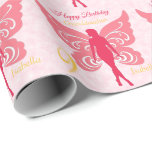 9th Birthday Granddaughter Fairy Pink Wrapping Paper<br><div class="desc">A Pretty Granddaughter 9th birthday Fairy Wrapping paper. This lovely gift wrap features a Pink fairy on a cloudy pink background and a large yellow number 9 as well as the wording Happy Birthday Isabella. All text can be amended to customise then personalised with a name and age to make...</div>