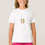 9th Birthday Happy Ninth Gold Custom Age Gift  T- T-Shirt<br><div class="desc">Designed for birthday celebrations!</div>