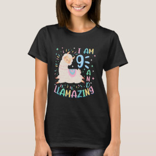 9th Birthday I Am 9 Years Old And Llamazing Llama T-Shirt