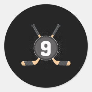 9th Birthday Ice Hockey 9 Years Old Themed Birthda Classic Round Sticker