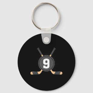9th Birthday Ice Hockey 9 Years Old Themed Birthda Key Ring
