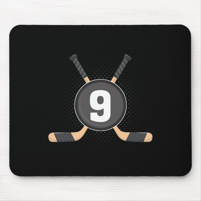 9th Birthday Ice Hockey 9 Years Old Themed Birthda Mouse Pad (Front)