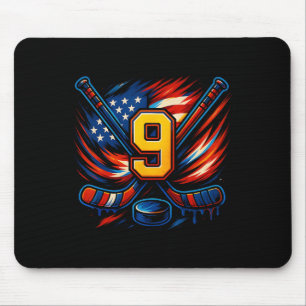 9th Birthday Ice Hockey Boys Nine Hockey Birthday  Mouse Pad