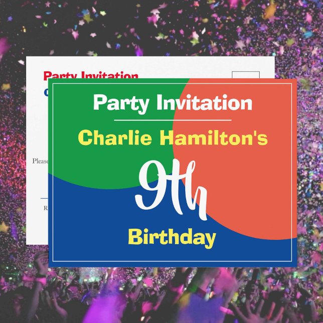 9th Birthday Invitation Postcard (Creator Uploaded)