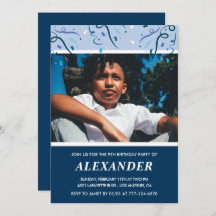 9th birthday invitations Photo Navy Blue
