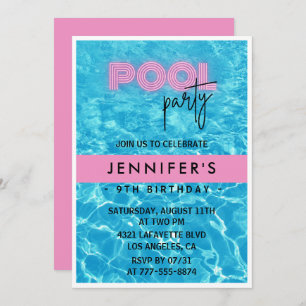 9th birthday invitations Pool Party Summer