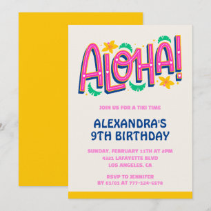 9th birthday invitations Tropical Aloha Hawaii