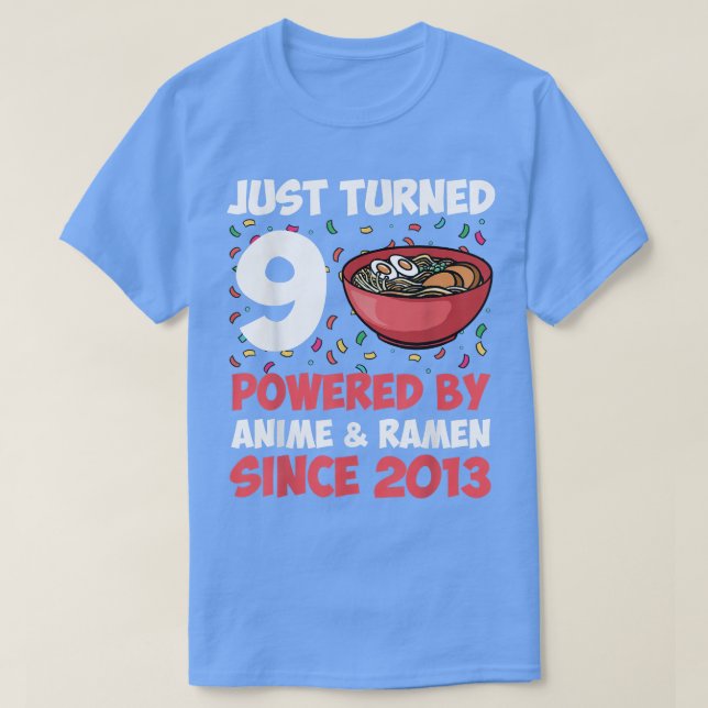 9th Birthday Kawaii Anime Ramen 9 Years Old Girls  T-Shirt (Design Front)