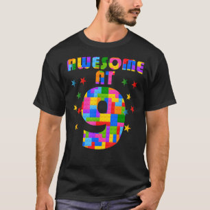 9th Birthday Kids 9 Building Blocks Bricks Theme P T-Shirt