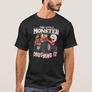9th Birthday Kids This Little Monster Truck   T-Shirt