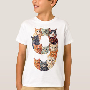 9th Birthday Kittens Cats Themed 9 Year Old Kids  T-Shirt