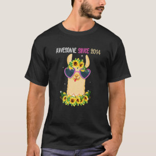 9th Birthday Llama Awesome Since 2014 9 Year Old T-Shirt