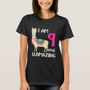 9th Birthday Llama Im 9 Years Old and Llamazing T-Shirt