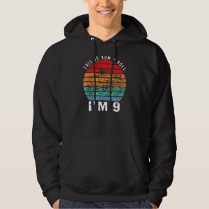 9th Birthday Monster Truck 9 Years Old Vintage Re Hoodie