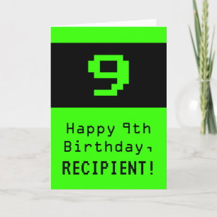 9th Birthday: Nerdy / Geeky Style "9" and Name Card