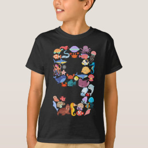 9th Birthday Ocean Sea Animals Theme 9 Year Old  T-Shirt