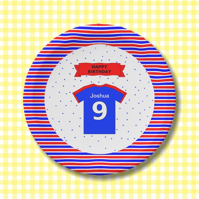 9th birthday party boys girls custom name paper plate (Creator Uploaded)