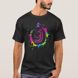 9th Birthday Party Decoration 9 Paint Themed Girls T-Shirt