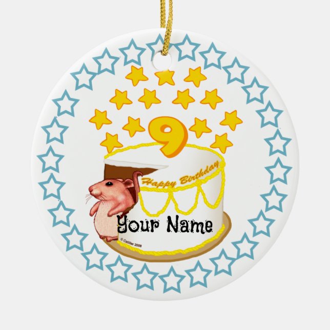 9th Birthday Party Mouse Birthday  ornaments (Front)
