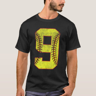 9th Birthday Party Nine 9 Year Old Softball Bday G T-Shirt