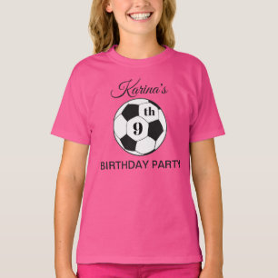 9th Birthday Party Soccer Pink Girls Sports T-Shirt