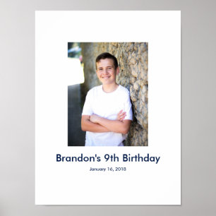 9th Birthday photo custom Sign In Party Board nine