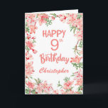 9th Birthday Pink Peach Peonies Watercolor Floral  Card<br><div class="desc">9th Birthday Pink Peach Peonies Watercolor Floral Birthday Card. For further customisation,  please click the "Customise it" button and use our design tool to modify this template.</div>