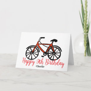 9th birthday red bike card