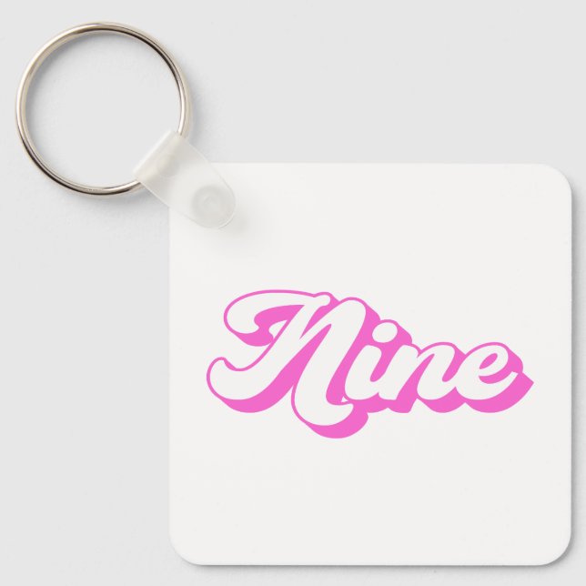 9th Birthday Retro Girl Key Ring (Front)