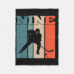 9th Birthday Retro Ice Hockey 9 Years Old Boy Girl Fleece Blanket