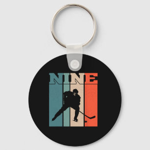 9th Birthday Retro Ice Hockey 9 Years Old Boy Girl Key Ring