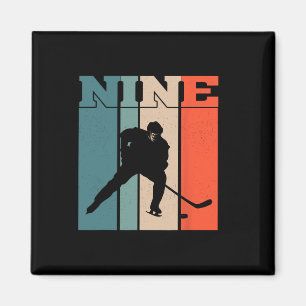 9th Birthday Retro Ice Hockey 9 Years Old Boy Girl Magnet