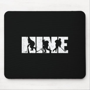 9th Birthday Retro Ice Hockey 9 Years Old Boy Girl Mouse Pad