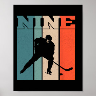 9th Birthday Retro Ice Hockey 9 Years Old Boy Girl Poster